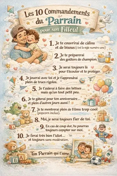 10 commandements du parrain et de la marraine à imprimer